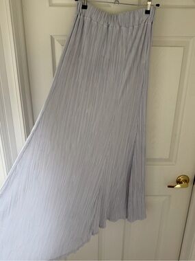 Grey Pleated Maxi Skirt
